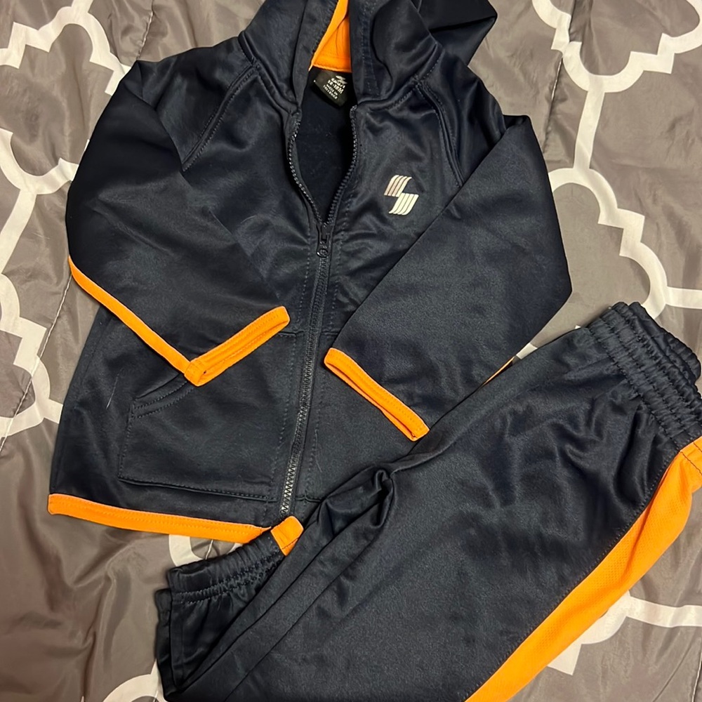 Matching Blue and Orange Sweatsuit